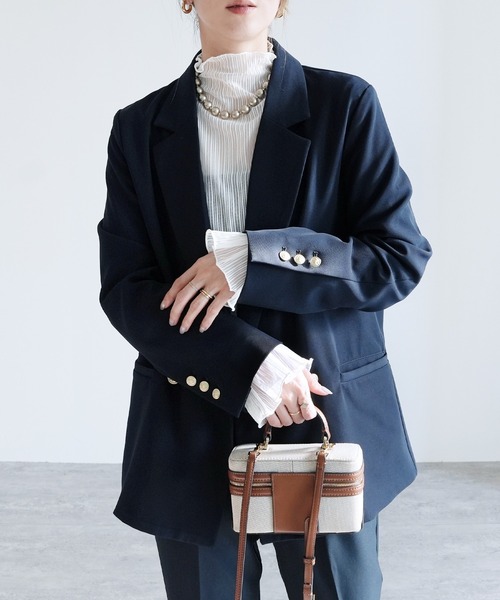 reca(レカ)の「ボトルネックシアーストライプブラウス(シャツ/ブラウス・レディース・ブラウン/アイボリー/ブラック/ブルー/ホワイト/カーキ・FREE)」の8枚目の写真