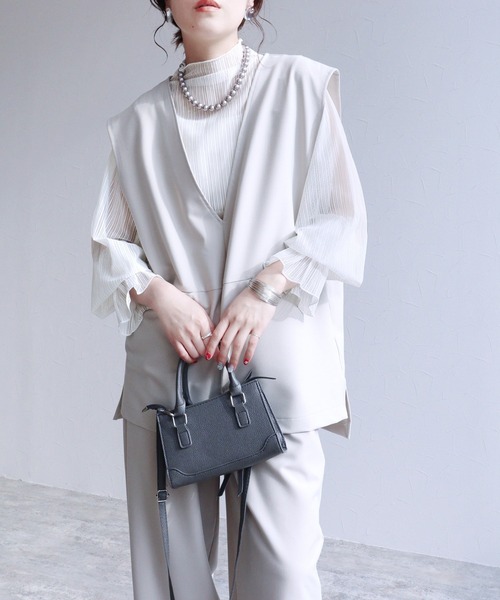 reca(レカ)の「ボトルネックシアーストライプブラウス(シャツ/ブラウス・レディース・ブラウン/アイボリー/ブラック/ブルー/ホワイト/カーキ・FREE)」の15枚目の写真