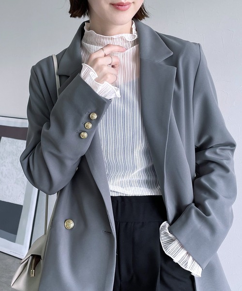 reca(レカ)の「ボトルネックシアーストライプブラウス(シャツ/ブラウス・レディース・ブラウン/アイボリー/ブラック/ブルー/ホワイト/カーキ・FREE)」の17枚目の写真