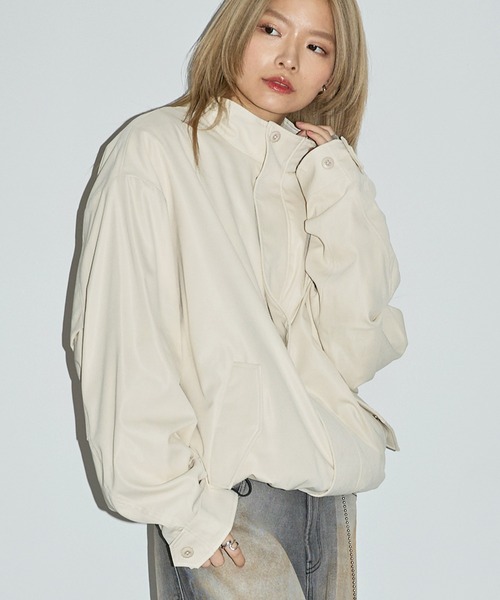 Anchor Smith（アンカー スミス）の「ビッグシルエット裏フリース M-65ショートブルゾン（ブルゾン・メンズ・ブラック/カーキ/アイボリー/グレー/ライトグレー・L/M）」の9枚目の写真