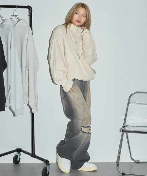 Anchor Smith（アンカー スミス）の「ビッグシルエット裏フリース M-65ショートブルゾン（ブルゾン・メンズ・ブラック/カーキ/アイボリー/グレー/ライトグレー・L/M）」の12枚目の写真