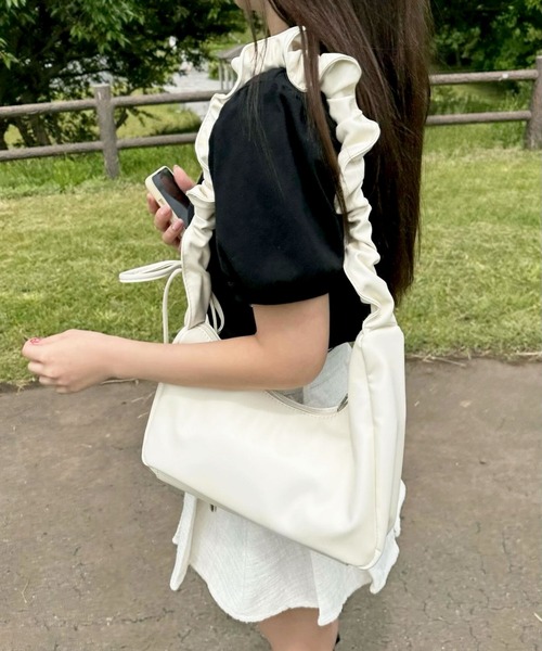 プリーツシャーリング ２wayバッグ 3color305124 me+em select ショルダーバッグ バッグ 「 3color ／ 2WAY