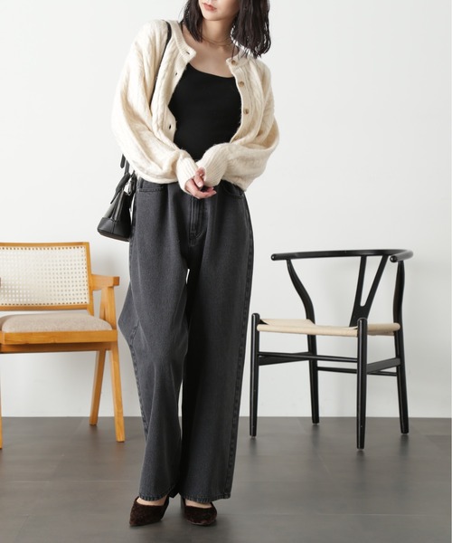 FREE'S MART(フリーズマート)の「◆前後2wayケーブルショート丈ニットカーディガン(カーディガン/ボレロ・レディース・ベージュ/オフホワイト/ライトグリーン・FREE)」の6枚目の写真