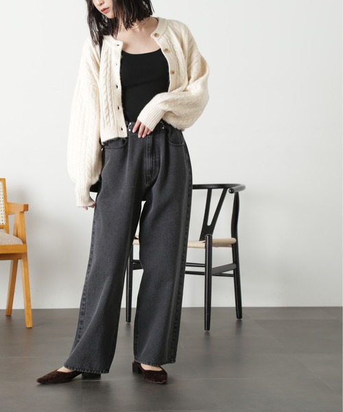 FREE'S MART(フリーズマート)の「◆前後2wayケーブルショート丈ニットカーディガン(カーディガン/ボレロ・レディース・ベージュ/オフホワイト/ライトグリーン・FREE)」の9枚目の写真