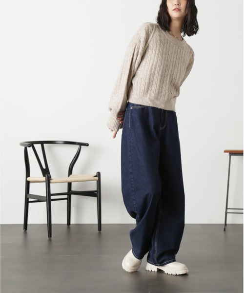 FREE'S MART(フリーズマート)の「◆前後2wayケーブルショート丈ニットカーディガン(カーディガン/ボレロ・レディース・ベージュ/オフホワイト/ライトグリーン・FREE)」の15枚目の写真