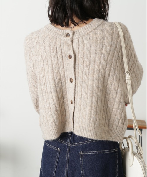 FREE'S MART(フリーズマート)の「◆前後2wayケーブルショート丈ニットカーディガン(カーディガン/ボレロ・レディース・ベージュ/オフホワイト/ライトグリーン・FREE)」の12枚目の写真
