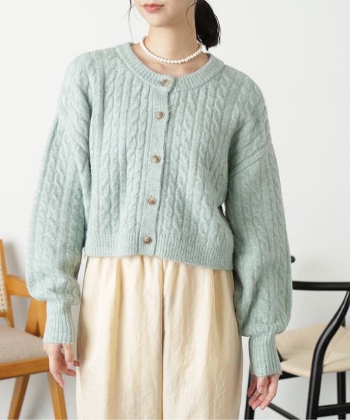 FREE'S MART(フリーズマート)の「◆前後2wayケーブルショート丈ニットカーディガン(カーディガン/ボレロ・レディース・ベージュ/オフホワイト/ライトグリーン・FREE)」の18枚目の写真