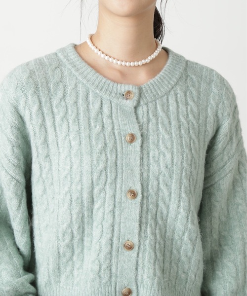 FREE'S MART(フリーズマート)の「◆前後2wayケーブルショート丈ニットカーディガン(カーディガン/ボレロ・レディース・ベージュ/オフホワイト/ライトグリーン・FREE)」の21枚目の写真