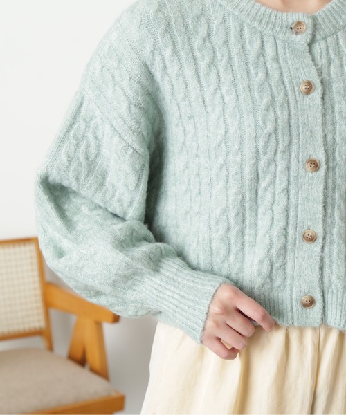 FREE'S MART(フリーズマート)の「◆前後2wayケーブルショート丈ニットカーディガン(カーディガン/ボレロ・レディース・ベージュ/オフホワイト/ライトグリーン・FREE)」の22枚目の写真