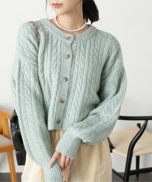 FREE'S MART(フリーズマート)の「◆前後2wayケーブルショート丈ニットカーディガン(カーディガン/ボレロ・レディース・ベージュ/オフホワイト/ライトグリーン・FREE)」の17枚目の写真