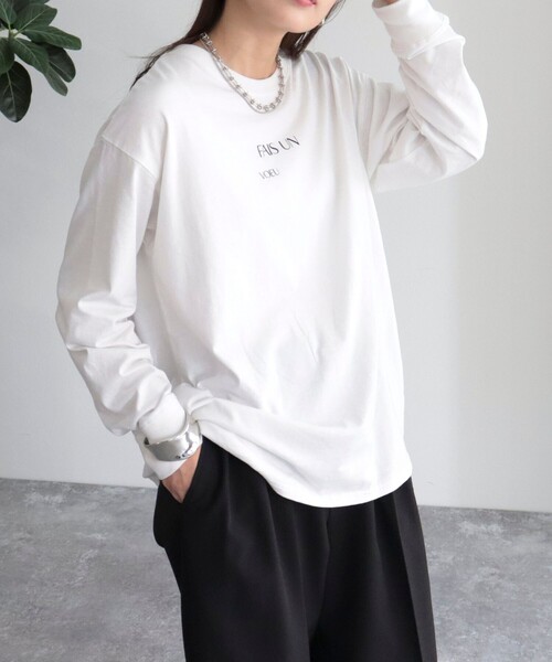 fredy emue（フレディエミュ）の「ちびロゴロンT（Tシャツ/カットソー・レディース・ライトグレー/オフホワイト/ベージュ・38）」の2枚目の写真