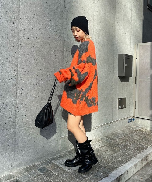 CIAOPANIC(チャオパニック)の「デザートカモニットプルーオーバー(ニット/セーター・レディース・カーキ/ブラック/オレンジ/パープル・FREE)」の22枚目の写真