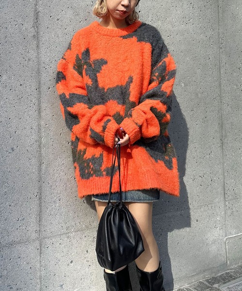 CIAOPANIC(チャオパニック)の「デザートカモニットプルーオーバー(ニット/セーター・レディース・カーキ/ブラック/オレンジ/パープル・FREE)」の16枚目の写真