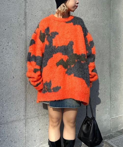 CIAOPANIC(チャオパニック)の「デザートカモニットプルーオーバー(ニット/セーター・レディース・カーキ/ブラック/オレンジ/パープル・FREE)」の18枚目の写真