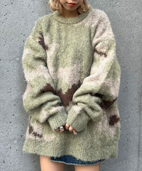 CIAOPANIC(チャオパニック)の「デザートカモニットプルーオーバー(ニット/セーター・レディース・カーキ/ブラック/オレンジ/パープル・FREE)」の14枚目の写真