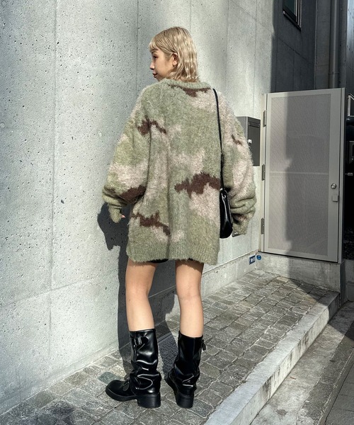 CIAOPANIC(チャオパニック)の「デザートカモニットプルーオーバー(ニット/セーター・レディース・カーキ/ブラック/オレンジ/パープル・FREE)」の13枚目の写真