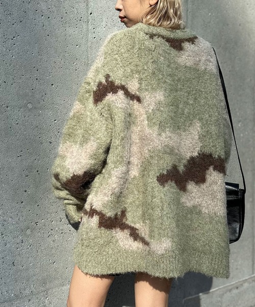 CIAOPANIC(チャオパニック)の「デザートカモニットプルーオーバー(ニット/セーター・レディース・カーキ/ブラック/オレンジ/パープル・FREE)」の10枚目の写真