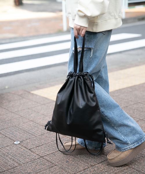 ALAND（エーランド）の「【UNISEX】ALAND／ナップサック　2984176（バックパック/リュック・レディース・チャコール/グレー/ブルー/ブラック・FREE）」の2枚目の写真