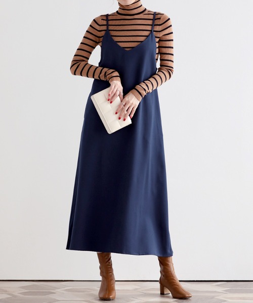 SUNFLOWER EIGHT(サンフラワーエイト)の「バックリボンキャミワンピース(ワンピース・レディース・ネイビー/ベージュ/ブラック/ダークグレー/グレイッシュベージュ・M-Long/L-Long/M-Short/L-Short)」の19枚目の写真