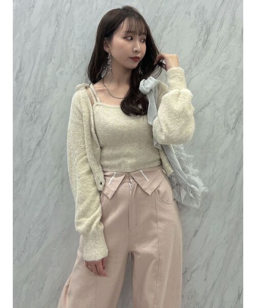 dazzlin（ダズリン）の「【セット着用可能】ミニシャギーラメニットキャミ（キャミソール・レディース・グレー/ピンク/グリーン/ベージュ・FREE）」の8枚目の写真