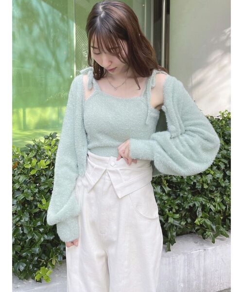 dazzlin（ダズリン）の「【セット着用可能】ミニシャギーラメニットキャミ（キャミソール・レディース・グレー/ピンク/グリーン/ベージュ・FREE）」の9枚目の写真