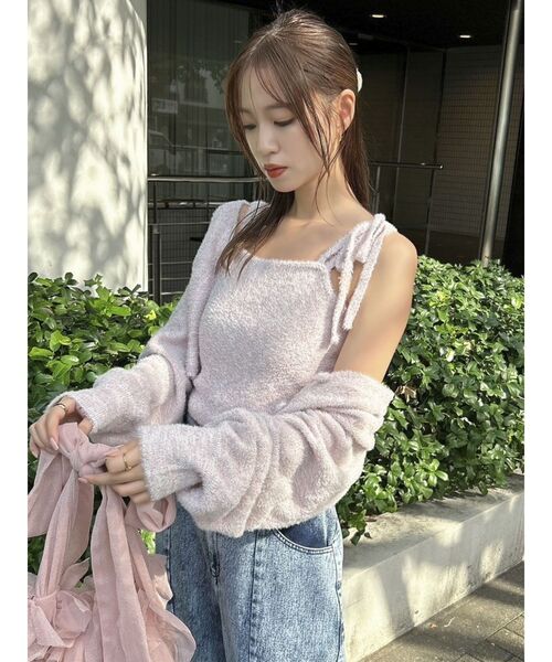 dazzlin（ダズリン）の「【セット着用可能】ミニシャギーラメニットキャミ（キャミソール・レディース・グレー/ピンク/グリーン/ベージュ・FREE）」の10枚目の写真