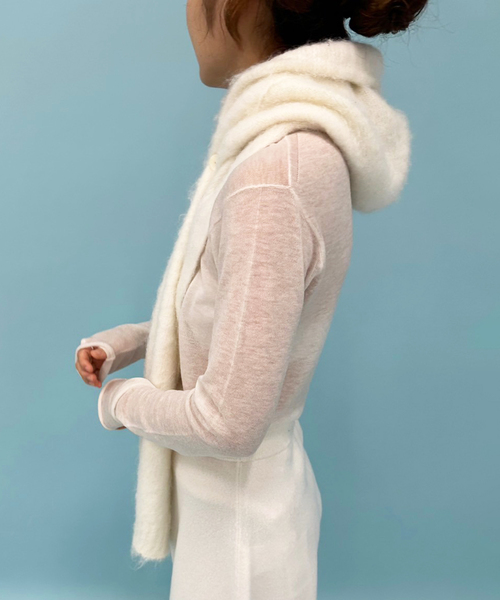 EDIT. FOR LULU（エディットフォールル）の「フーデット マフラー（マフラー・レディース・チャコールグレー/ホワイト・FREE）」の14枚目の写真