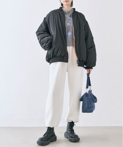 kirakiraShop(キラキラショップ)の「キルティング スウェット ジョガーパンツ(スウェットパンツ・レディース・チャコール/オフホワイト/杢グレー/ブラック・M/L)」の10枚目の写真