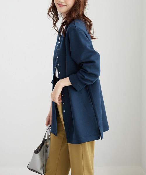 BELLUNA PLUS(ベルーナ)の「ダンボール素材ロングカーデアンサンブル(アンサンブル・レディース・ピンク/レモンイエロー/ネイビー/セージグリーン/ライトグリーン/ラベンダー/コーラル・MEDIUM/X-LARGE/LARGE)」の18枚目の写真