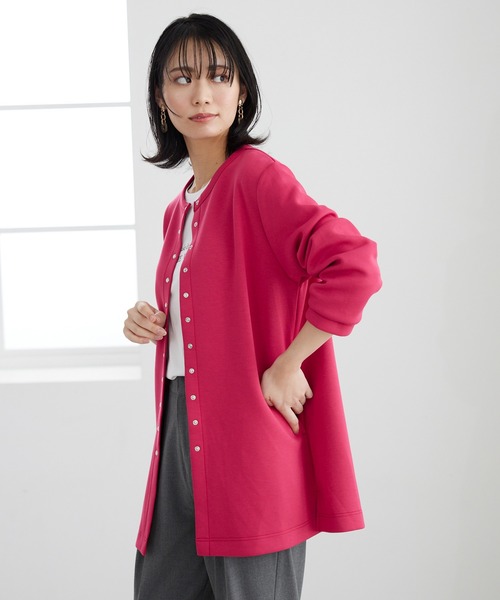 BELLUNA PLUS(ベルーナ)の「ダンボール素材ロングカーデアンサンブル(アンサンブル・レディース・ピンク/レモンイエロー/ネイビー/セージグリーン/ライトグリーン/ラベンダー/コーラル・MEDIUM/X-LARGE/LARGE)」の9枚目の写真