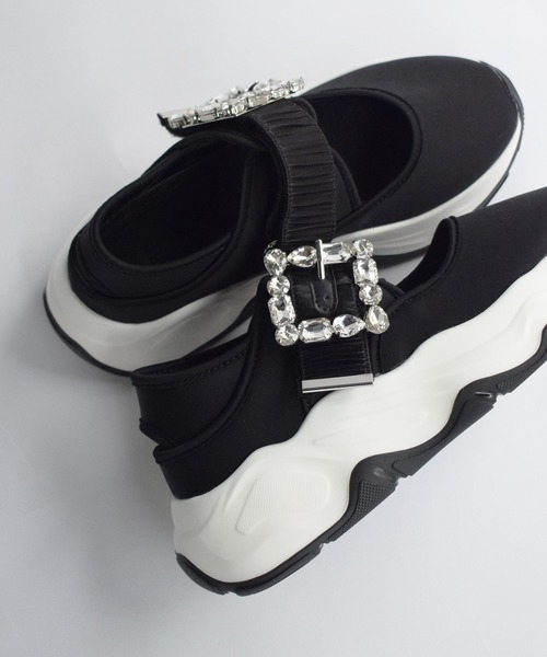 EVOL（イーボル）の「ビジューバックルボリュームソールスニーカー（スニーカー・レディース・ブラック・M/S/LL/L）」の7枚目の写真