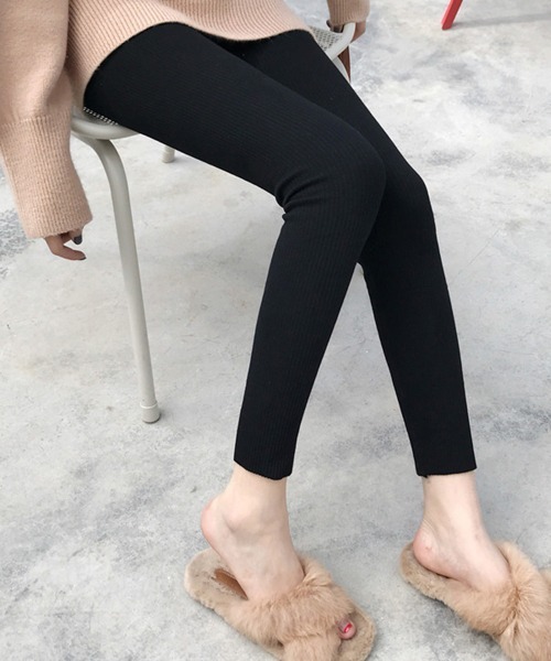 Miniministore(ミニミニストア)の「リブ レギンスパンツ レディース 美脚(その他パンツ・レディース・ワインレッド/ダークグレー/ネイビー/ライトグレー/ブラック/ホワイト/グリーン・FREE)」の3枚目の写真