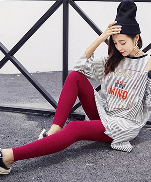 Miniministore(ミニミニストア)の「リブ レギンスパンツ レディース 美脚(その他パンツ・レディース・ワインレッド/ダークグレー/ネイビー/ライトグレー/ブラック/ホワイト/グリーン・FREE)」の14枚目の写真