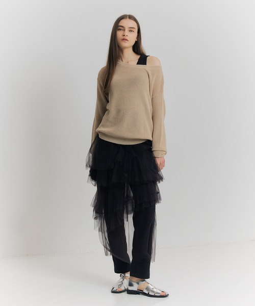 24SS 新品タグ付 NOISEMAKER チュールティアードパンツ ブラック NOISE MAKER（ノイズメーカー）の「チュールティアードパンツ