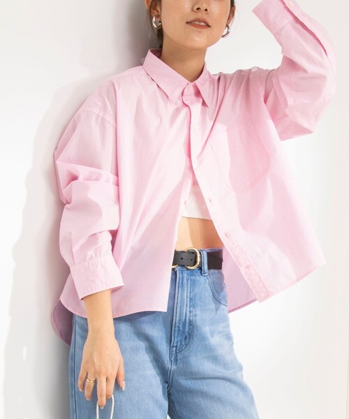 Rie Miller(リエミラー)の「製品染めレギュラーカラーショート丈シャツ(シャツ/ブラウス・レディース・ホワイト/サックスブルー/ベビーピンク・38)」の3枚目の写真