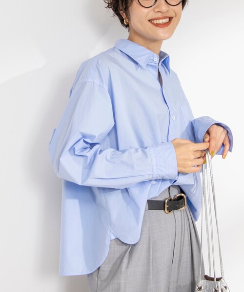 Rie Miller(リエミラー)の「製品染めレギュラーカラーショート丈シャツ(シャツ/ブラウス・レディース・ホワイト/サックスブルー/ベビーピンク・38)」の2枚目の写真