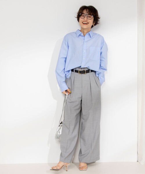 Rie Miller(リエミラー)の「製品染めレギュラーカラーショート丈シャツ(シャツ/ブラウス・レディース・ホワイト/サックスブルー/ベビーピンク・38)」の4枚目の写真