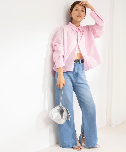 Rie Miller(リエミラー)の「製品染めレギュラーカラーショート丈シャツ(シャツ/ブラウス・レディース・ホワイト/サックスブルー/ベビーピンク・38)」の18枚目の写真