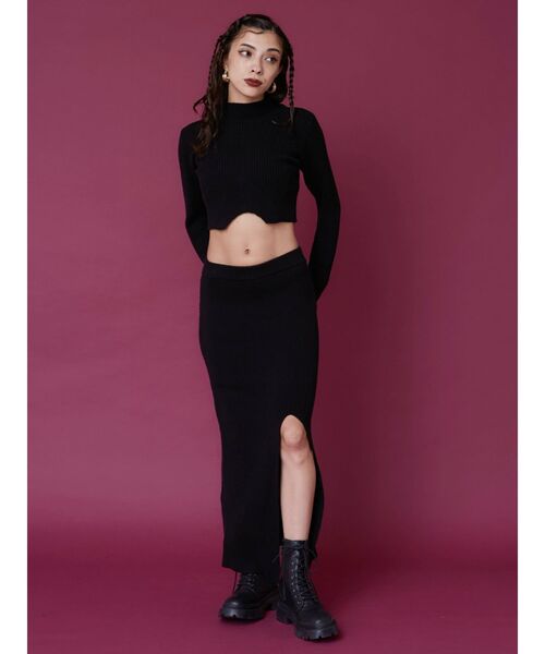 EVRIS（エヴリス）の「スリットロングニットスカート【セットアップ着用可能】（スカート・レディース・ブルー/ブラック・FREE）」の10枚目の写真