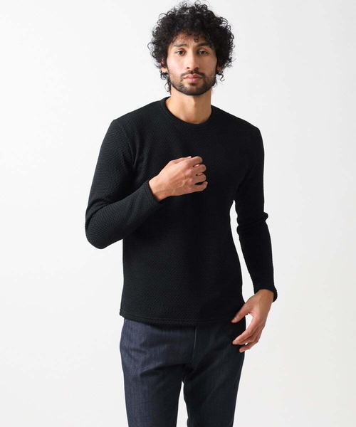 MICHEL KLEIN HOMME (ミッシェルクランオム)の「ダブルフェイスクルーネックカットソー(Tシャツ/カットソー・メンズ・ブラック/ベージュ/オレンジ・MEDIUM/LARGE/X-LARGE)」の1枚目の写真