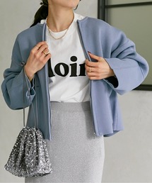 スポンジニットジップカーディガン