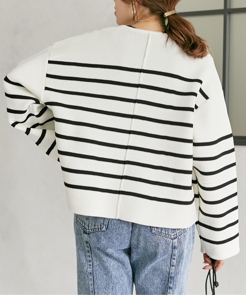 Thevon(ゼボン)の「スポンジニットジップカーディガン(カーディガン/ボレロ・レディース・オフホワイト/グレー/ブルー/アイボリー・FREE)」の5枚目の写真