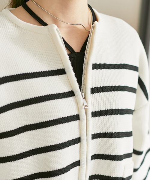 Thevon(ゼボン)の「スポンジニットジップカーディガン(カーディガン/ボレロ・レディース・オフホワイト/グレー/ブルー/アイボリー・FREE)」の18枚目の写真