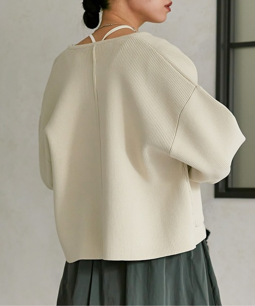Thevon(ゼボン)の「スポンジニットジップカーディガン(カーディガン/ボレロ・レディース・オフホワイト/グレー/ブルー/アイボリー・FREE)」の19枚目の写真