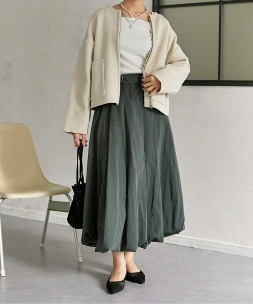 Thevon(ゼボン)の「スポンジニットジップカーディガン(カーディガン/ボレロ・レディース・オフホワイト/グレー/ブルー/アイボリー・FREE)」の17枚目の写真