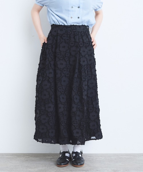 bulle de savon（ビュルデサボン）の「fusafusa hana ジャカード　タックスカート（スカート・レディース・ブラック・FREE）」の10枚目の写真