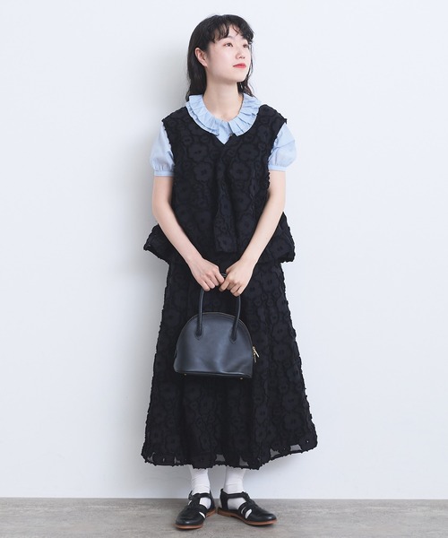 bulle de savon（ビュルデサボン）の「fusafusa hana ジャカード　タックスカート（スカート・レディース・ブラック・FREE）」の2枚目の写真