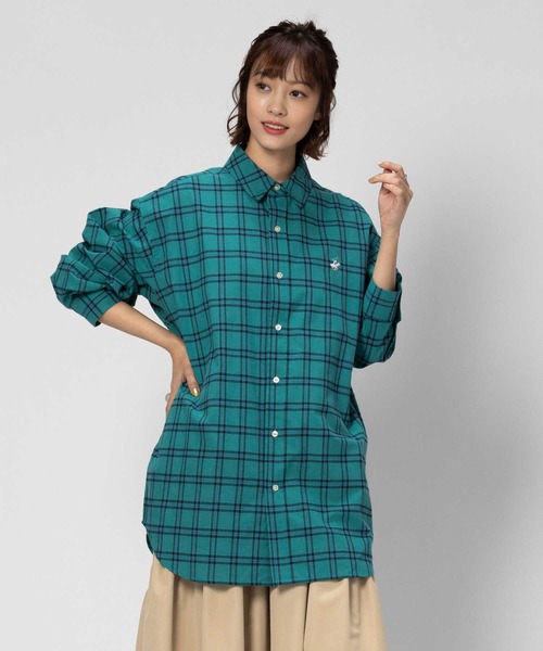 Right-on（ライトオン）の「【BEVERLY HILLS POLO CLUB】【別注】ビッグシルエット長袖シャツ（シャツ/ブラウス・レディース・グリーン/ブラック×グリーン/ブルー/ブラック×ブルー・フリー）」の3枚目の写真
