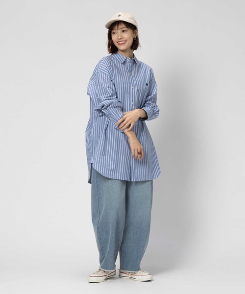 Right-on（ライトオン）の「【BEVERLY HILLS POLO CLUB】【別注】ビッグシルエット長袖シャツ（シャツ/ブラウス・レディース・グリーン/ブラック×グリーン/ブルー/ブラック×ブルー・フリー）」の16枚目の写真