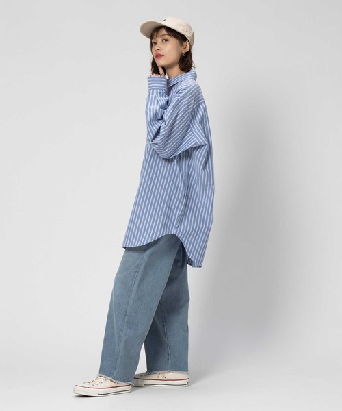 Right-on（ライトオン）の「【BEVERLY HILLS POLO CLUB】【別注】ビッグシルエット長袖シャツ（シャツ/ブラウス・レディース・グリーン/ブラック×グリーン/ブルー/ブラック×ブルー・フリー）」の17枚目の写真